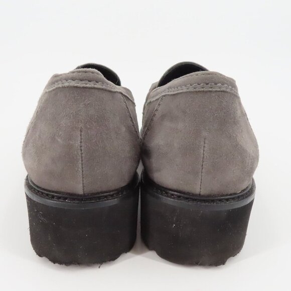 Gabor Womens 6.5 Gray Suede Leather Black Pyramid Stud Chunky Lug Sole Loafers - Picture 5 of 11